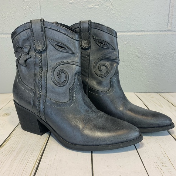 Carlos by Carlos Santana Women's Leather Austin Western Bootie Gray Size 7.5 - Picture 1 of 9